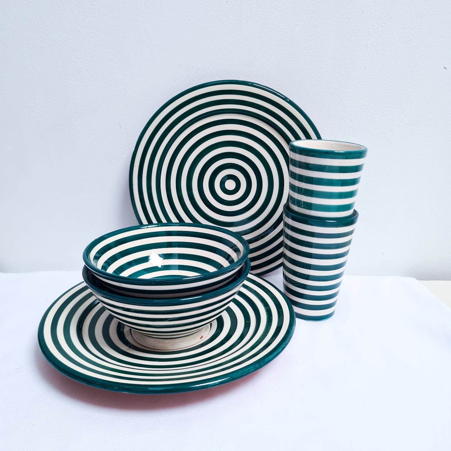 Dinner Essentials Set - Zwak - Gestreiftes Kieferngrün