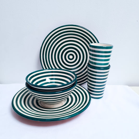 Dinner Essentials Set - Zwak - Stripped Pine Green