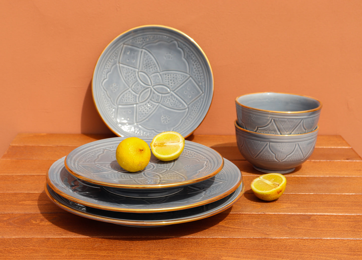 Dinner Essentials Set - Gold - Schiefergrau