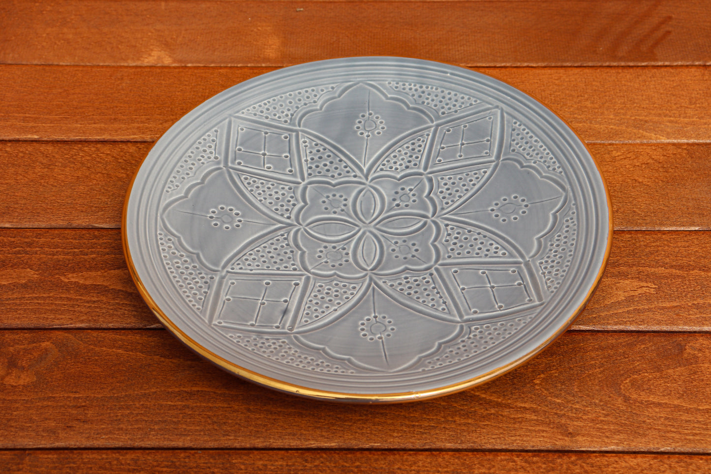 Teller Ø20 cm - Gold - Schiefergrau