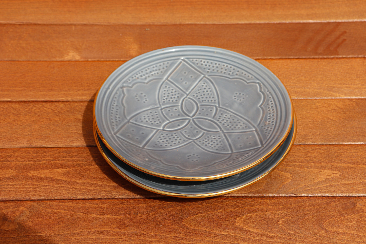Teller Ø20 cm - Gold - Schiefergrau