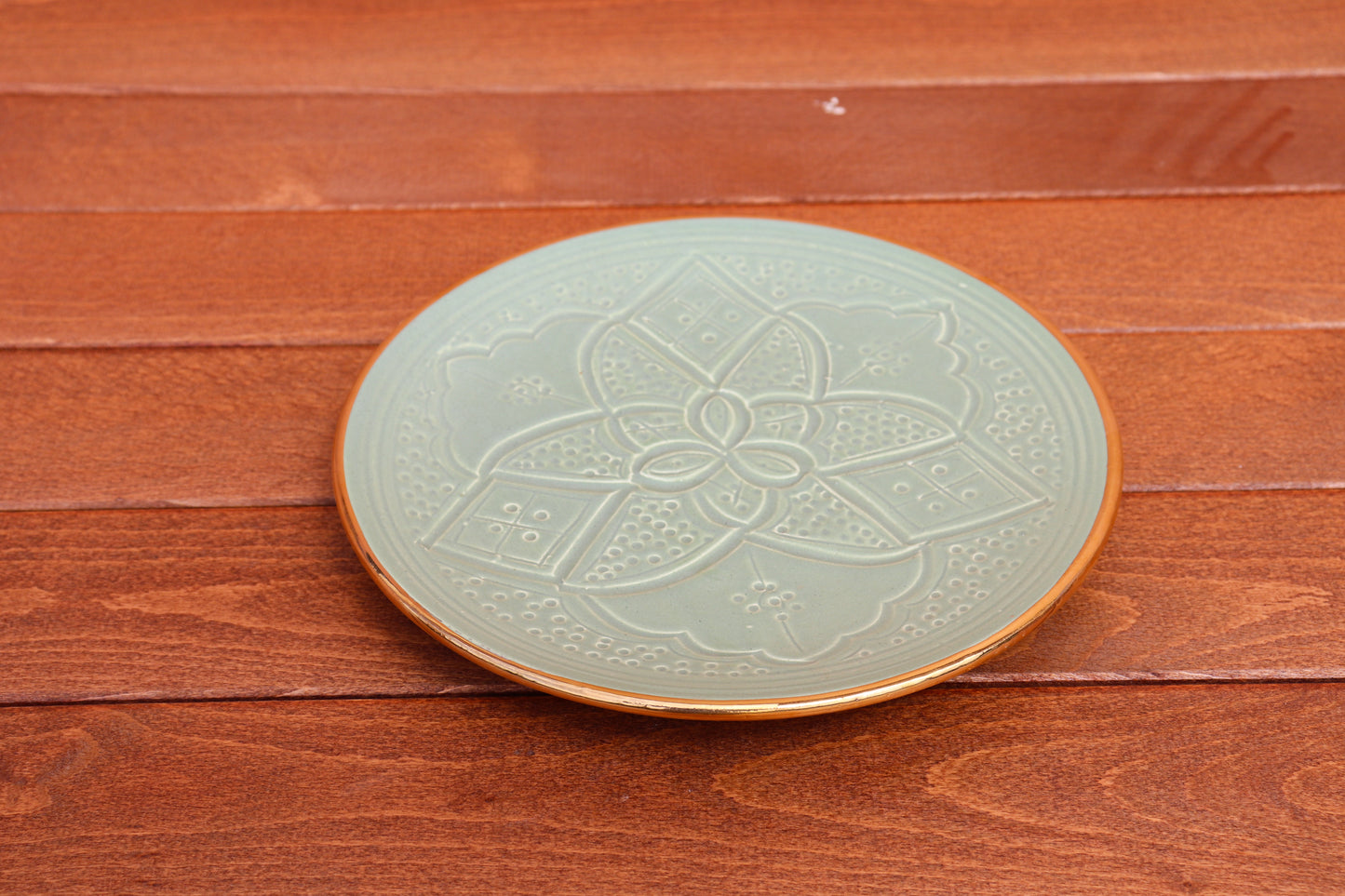 Teller Ø 20 cm - Gold - Mintgrün Print