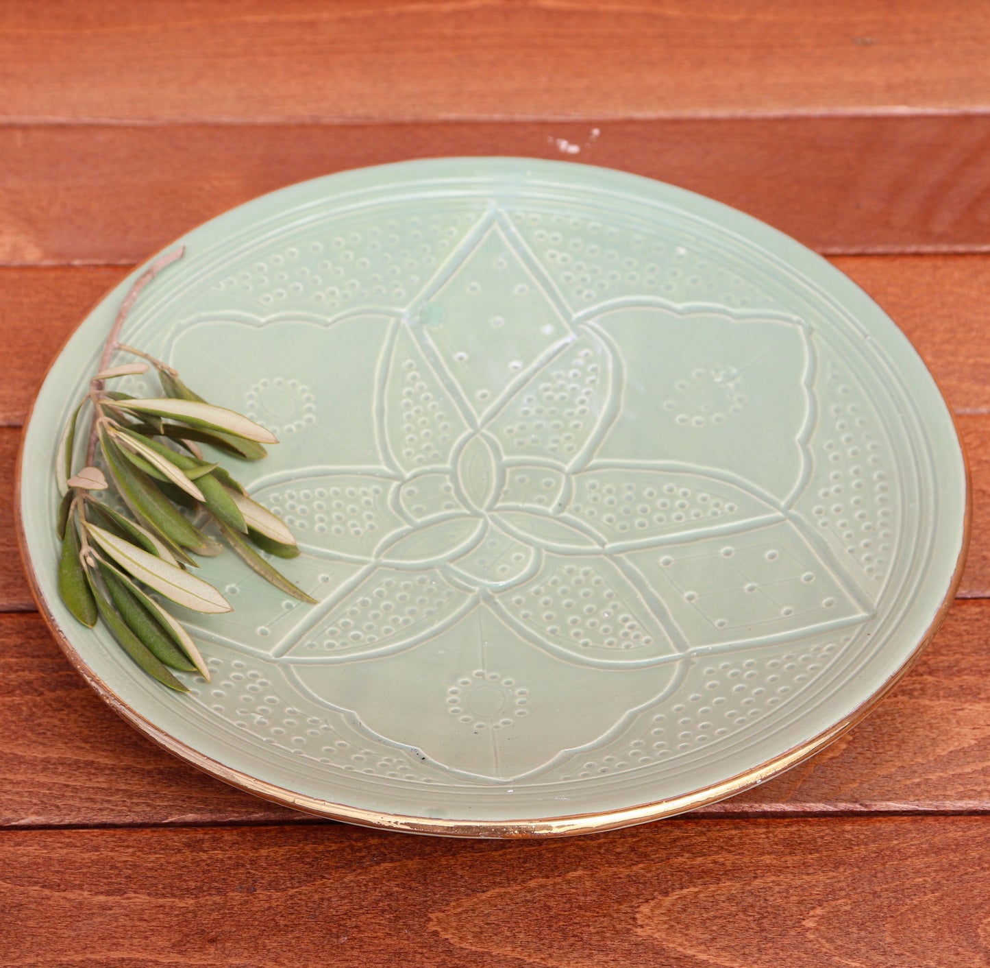 Dinner Essentials Set – Gold – Mintgrüner Druck