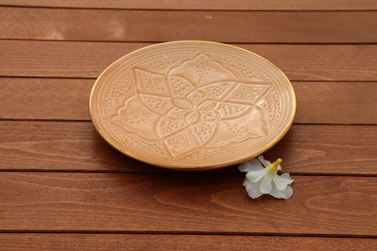 Teller Ø20 cm - Gold - Cantaloupe Orange Print