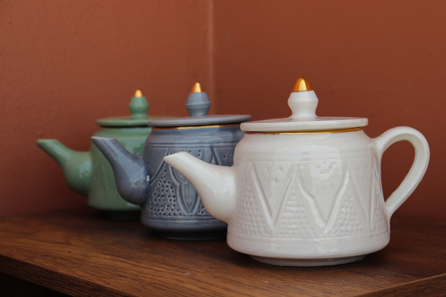 Handmade Carved Teapot Set