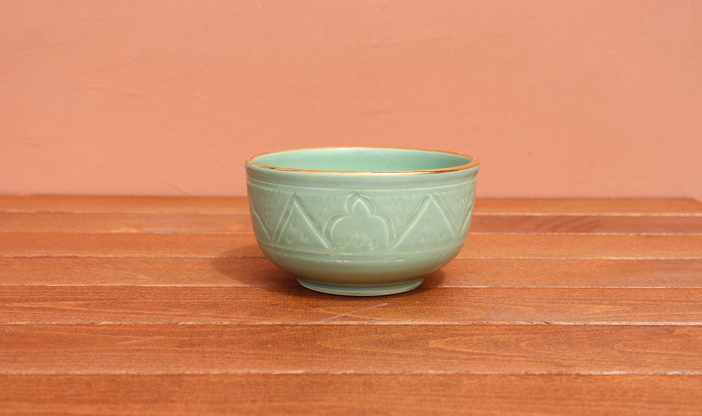 Bowls - Gold - Mint Green Print