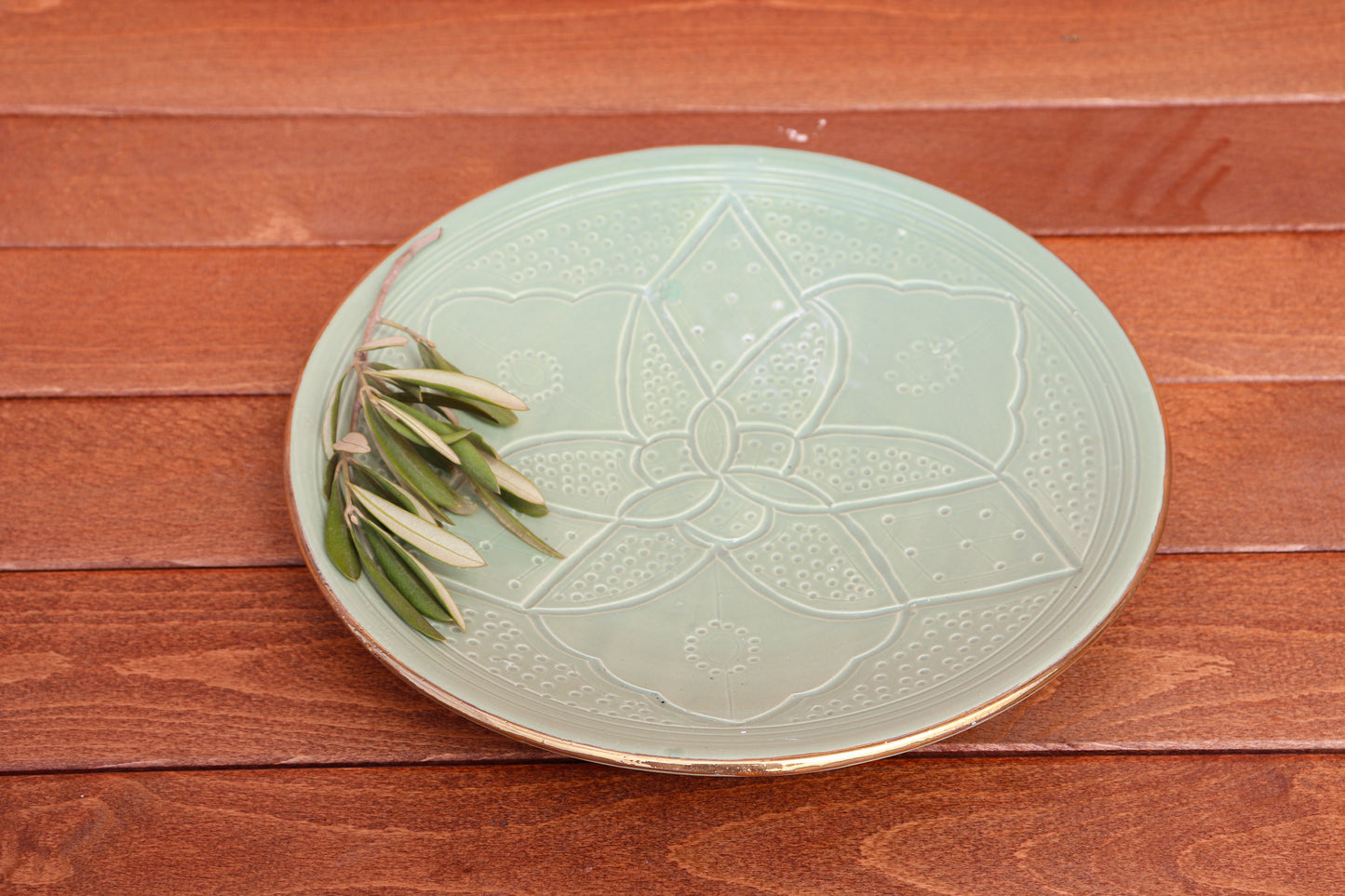 Plates Ø 26 cm - Gold - Mint Green Print