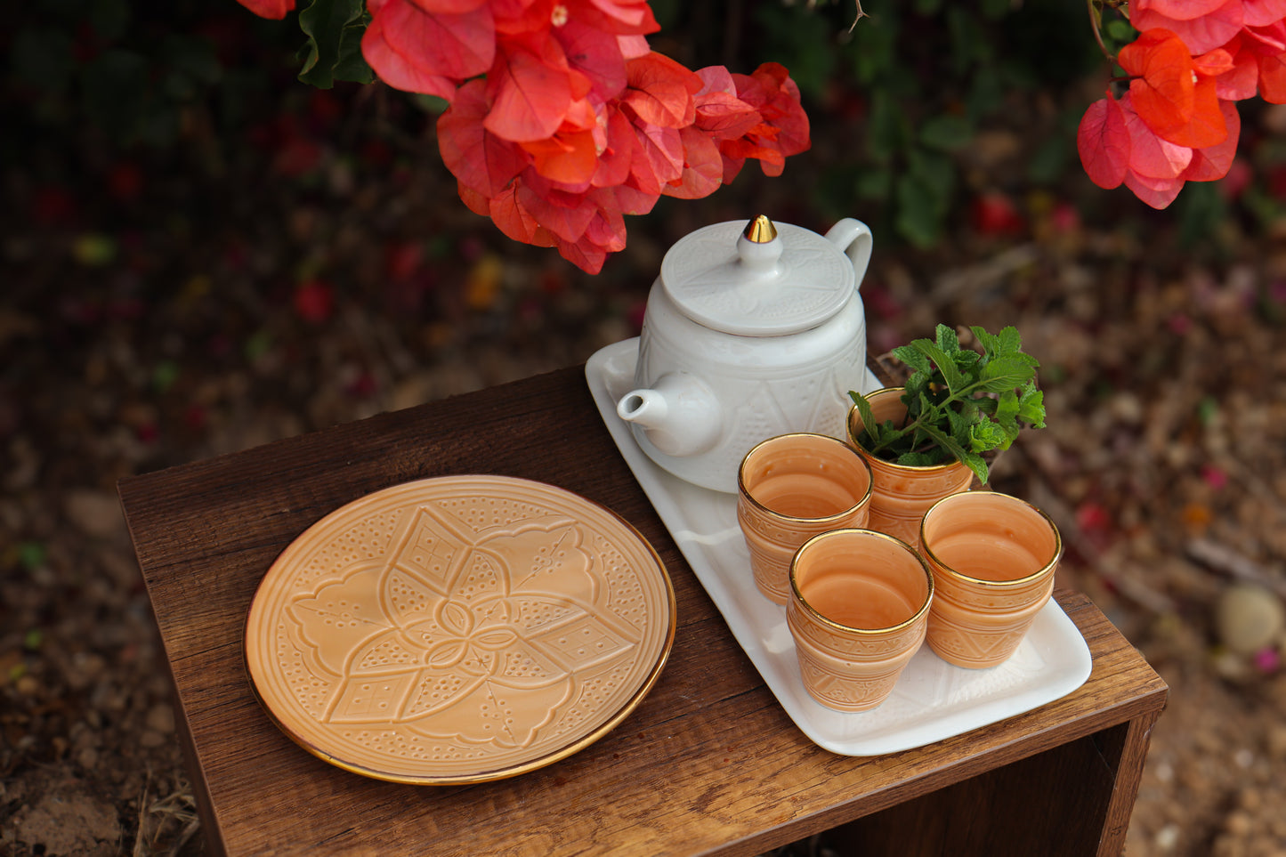 Handmade Carved Teapot Set